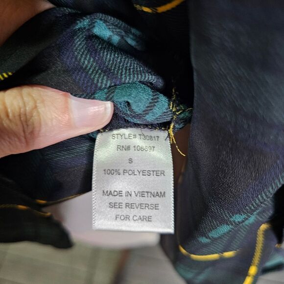 Alice Blue For Stitch Fix Green Plaid Button Front Blouse Size Small - Picture 6 of 8